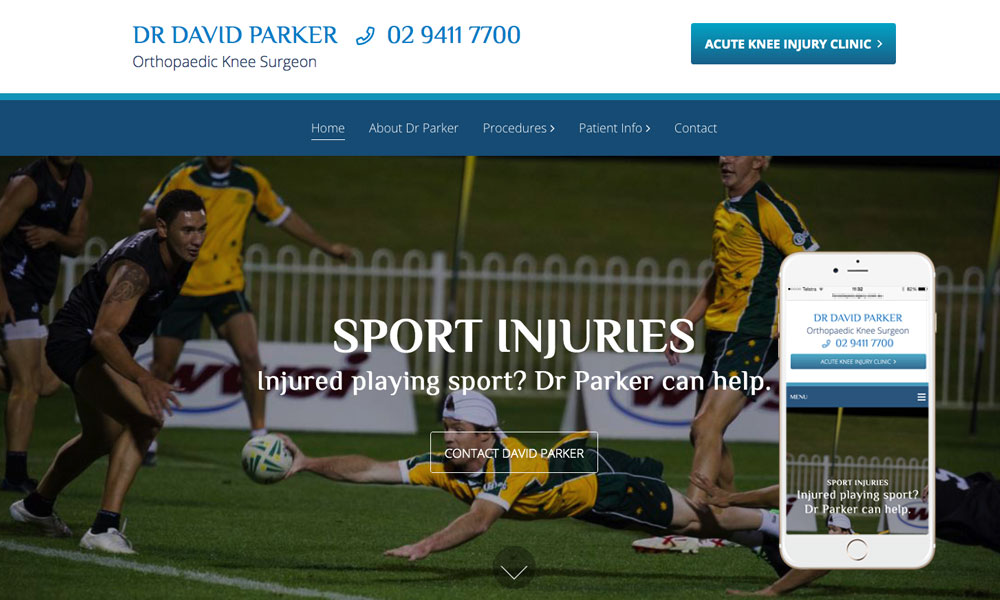 Sydney knee surgeon website design