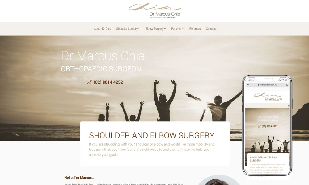 Sydney shoulder surgeon website design