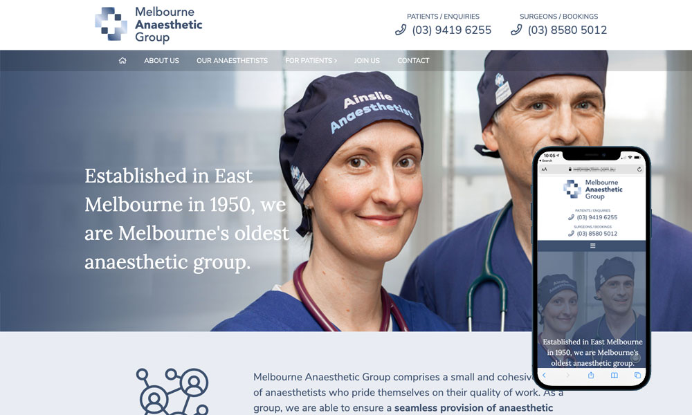 Melbourne anaesthetic group website design