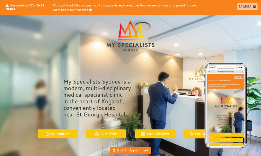My Specialists Sydney website design