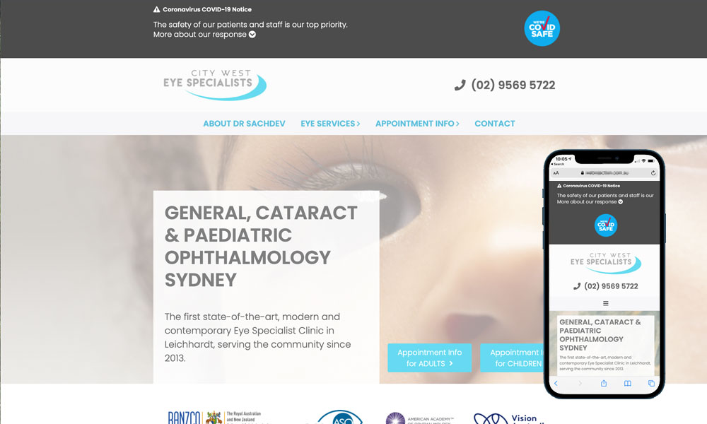 City West Eye Specialists - Ophthalmology website design