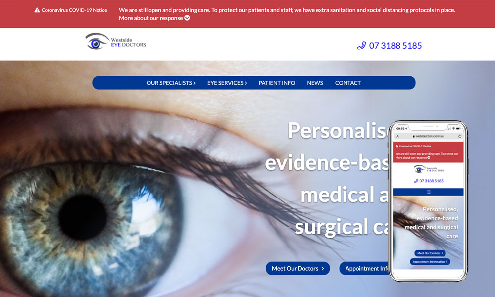 Westside Eye Doctors - Brisbane website design
