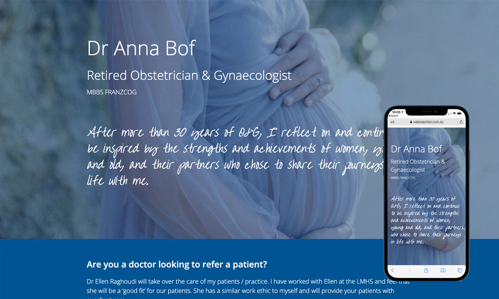 Dr Anna Bof - Obstetrics website design