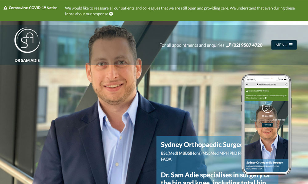 Sydney orthopaedic surgeon website design