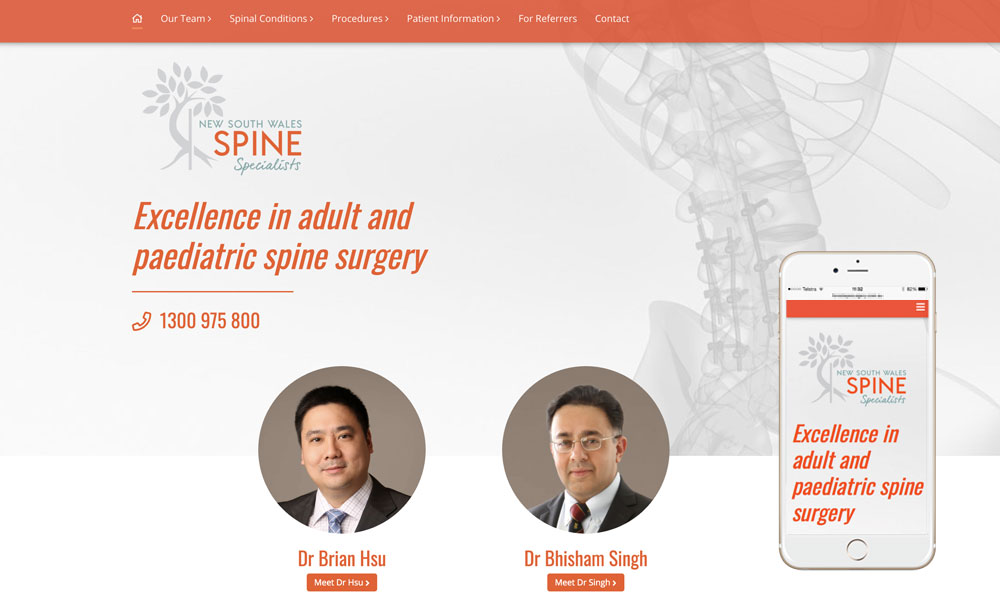 Spinal surgeon website design