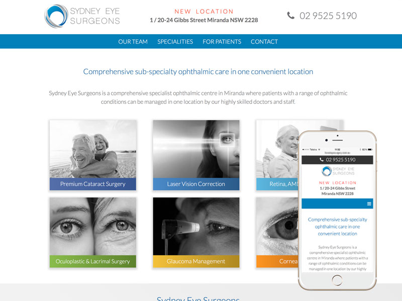 Sydney Eye Surgeons website design