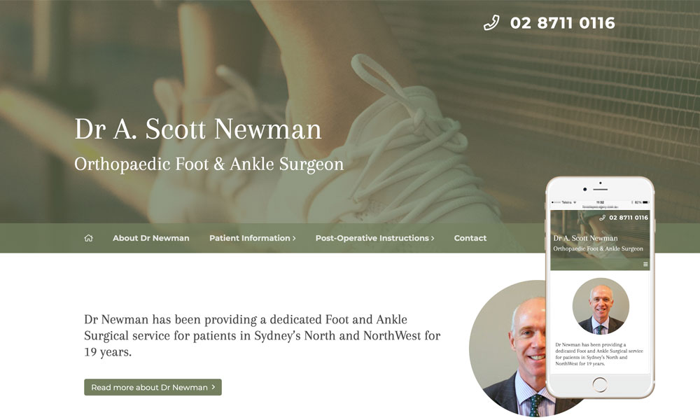Foot ankle surgeon website design