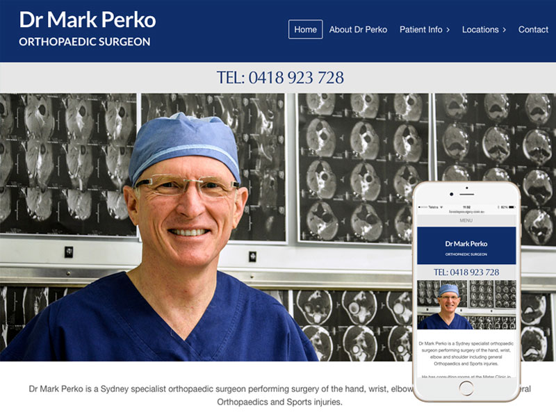 Sydney orthopaedic surgeon  website design