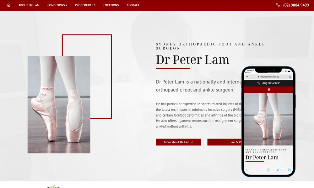 Sydney foot ankle surgeon website design