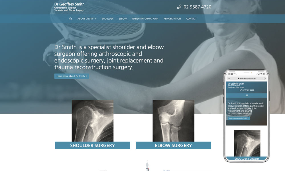 Sydney shoulder elbow surgeon website design