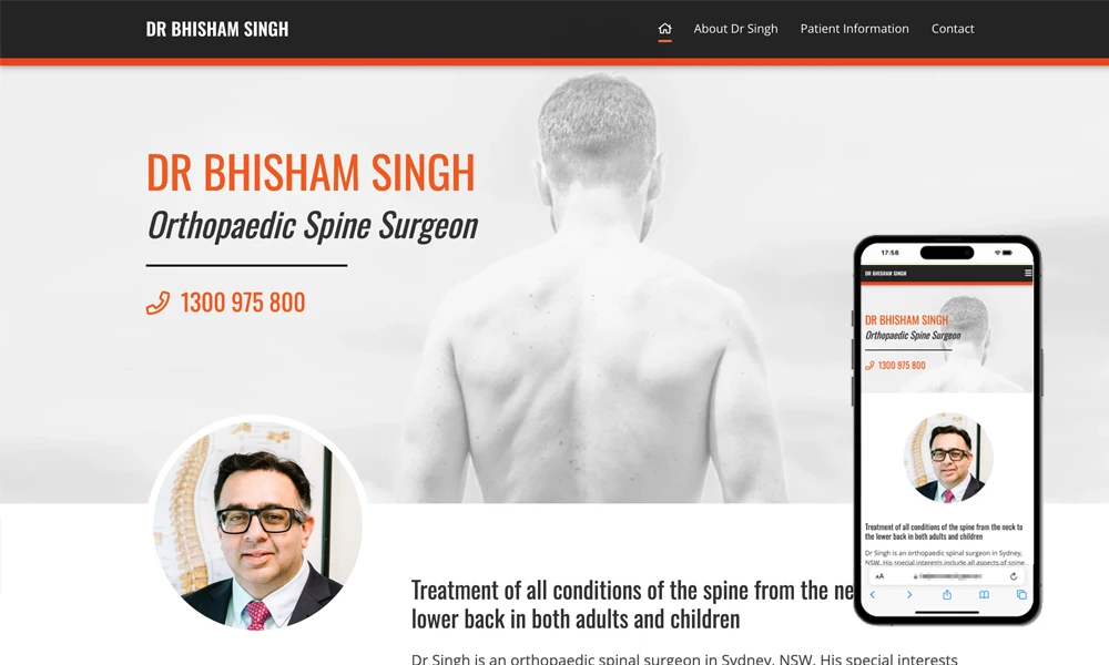 Spine surgeon website design