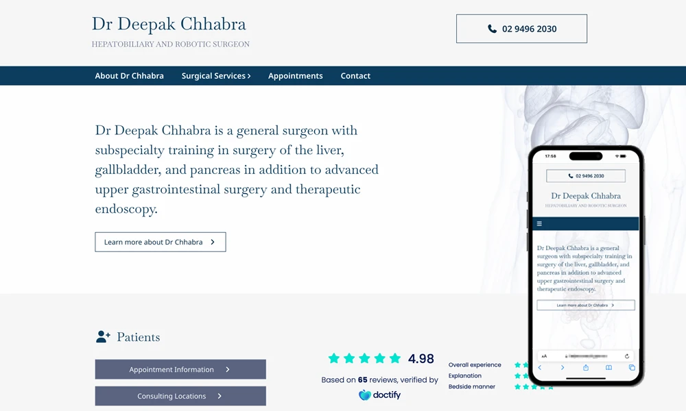 Sydney general surgeon website design