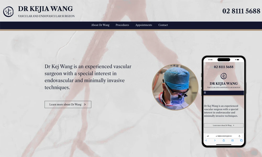 Sydney vascular surgeon website design