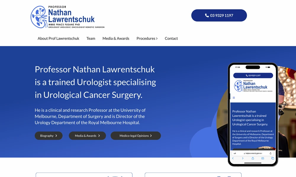 Melbourne urological surgeon website design