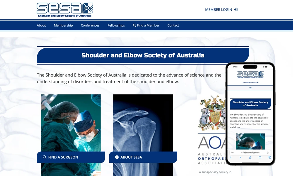 Shoulder and Elbow Society website design